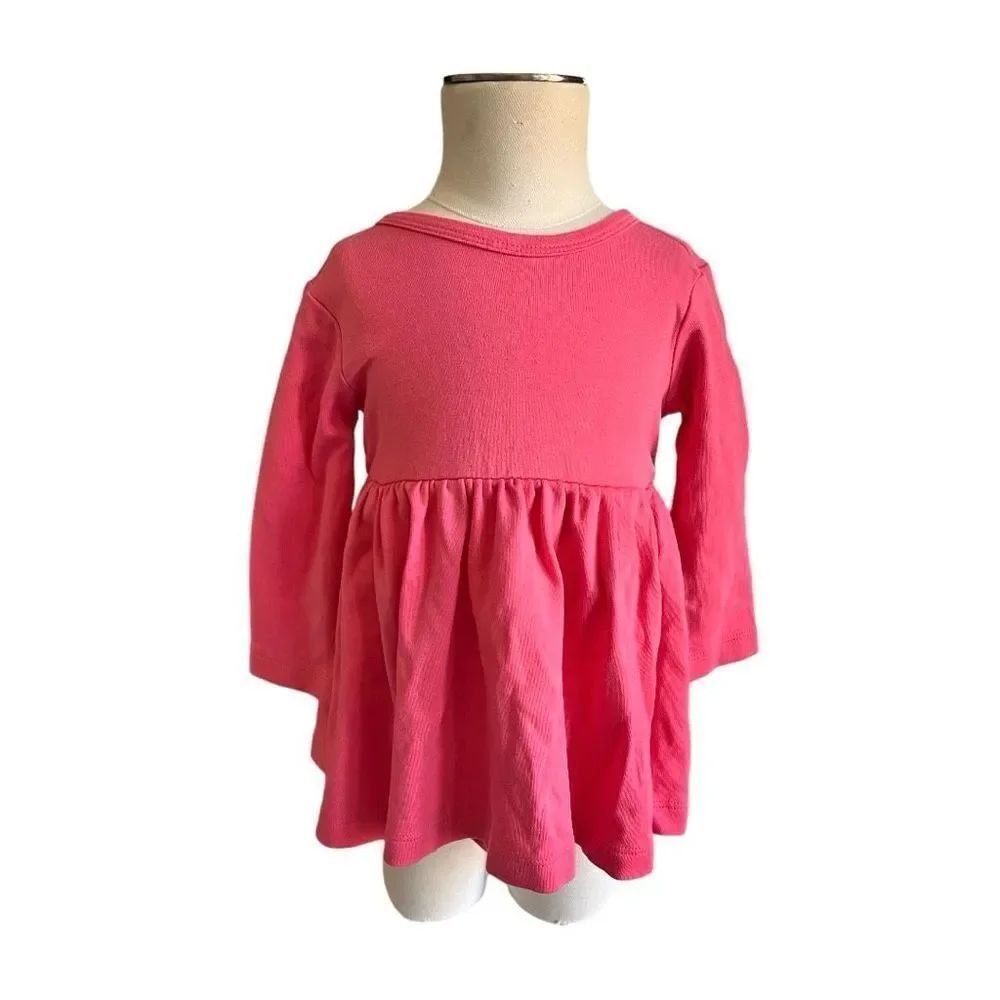 Baby Girls Primary Soft Pink Long Sleeve Dress Bodysuit - Sz 6-12 mo